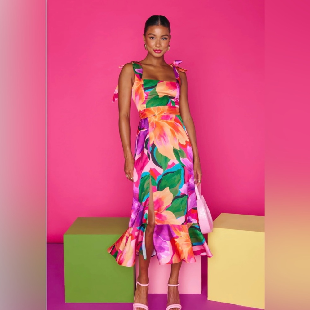 Show me your MuMu garden midi dress Water Lily